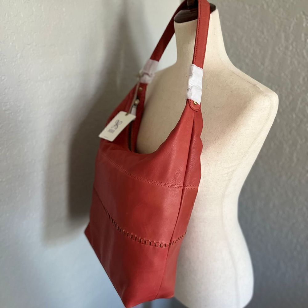 Hobo Entrine Whipstitch Leather Shoulder Tote Bag, Leather, Orange (Ginger) NWT - Picture 12 of 16
